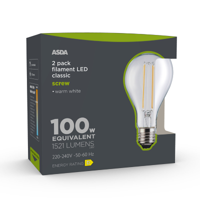 George LED Filament Filament 100W Large Screw Clear Lightbulb