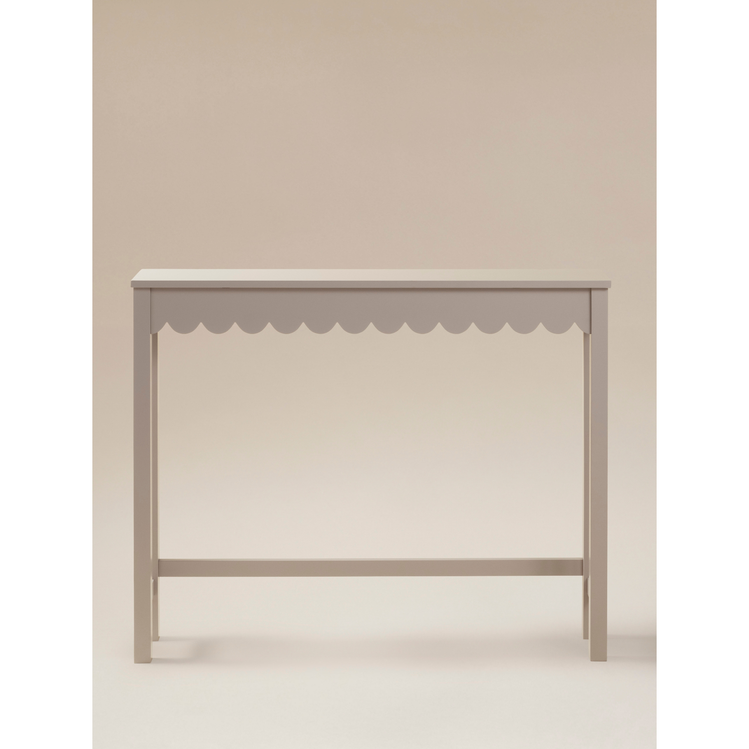 George Natural Brown Slim Scalloped Edge Console Table