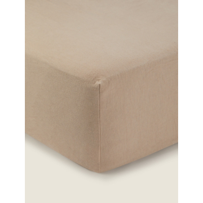 George Unisex Natural Brushed Cotton Plain Fitted Sheet King