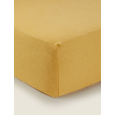 George Ochre Brushed Cotton Plain Fitted Sheet