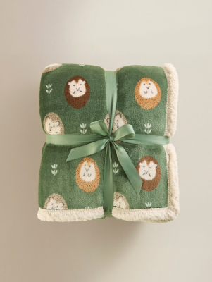 Green Hedgehog Sherpa Throw Home George at ASDA