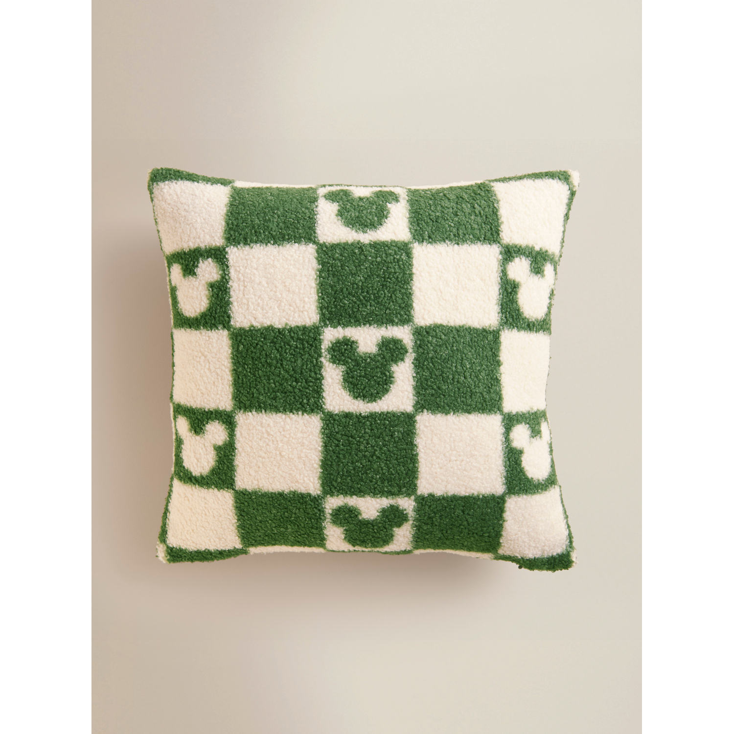 Disney Green Mickey Mouse Checkerboard Tufted Cushion