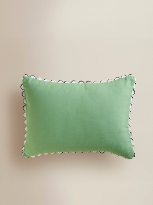 Green Scallop Edge Rectangular Cushion