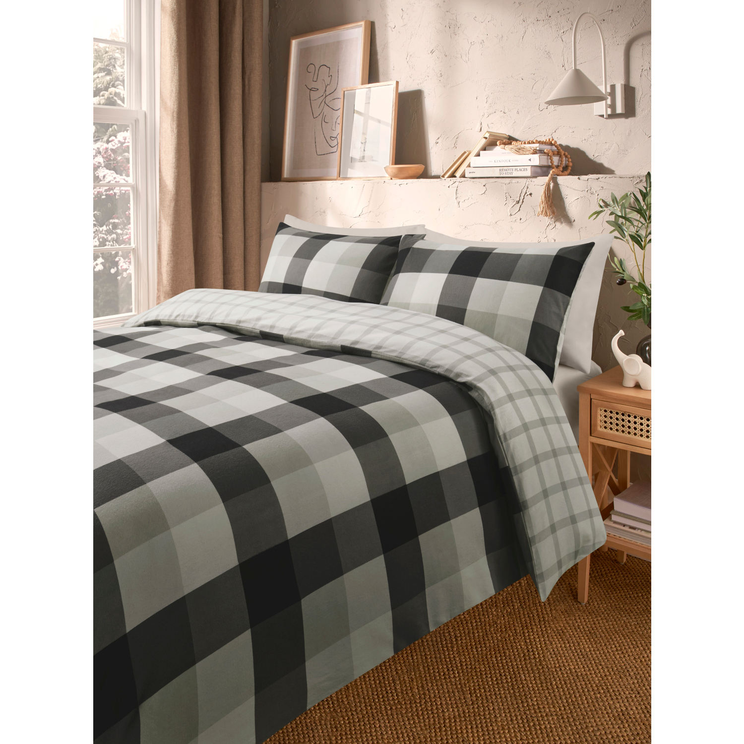 George Multi Buffalo Check Brushed Cotton Reversible Duvet Set