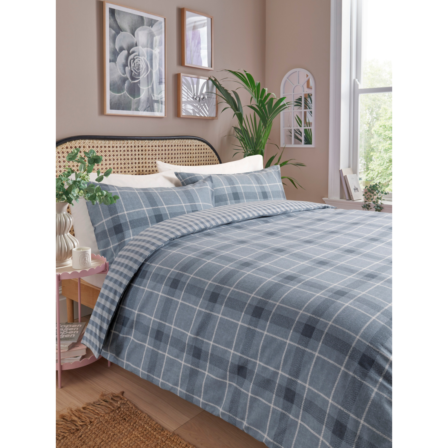 George Grey Checked Brushed Cotton Duvet Set
