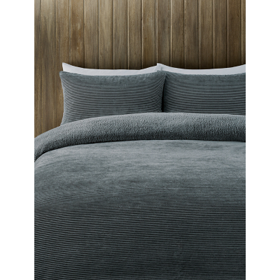 George Grey Charcoal Corduroy Duvet Set Super King
