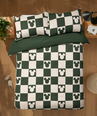 Mickey Mouse Brushed Cotton Checkerboard Rotary Reversible Duvet Set ...