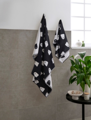 Bathroom Towels Asda Towels Bath Sheets Black White Ghost Print