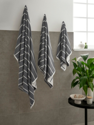 Gunmetal Pinstripe Cotton Towel Range
