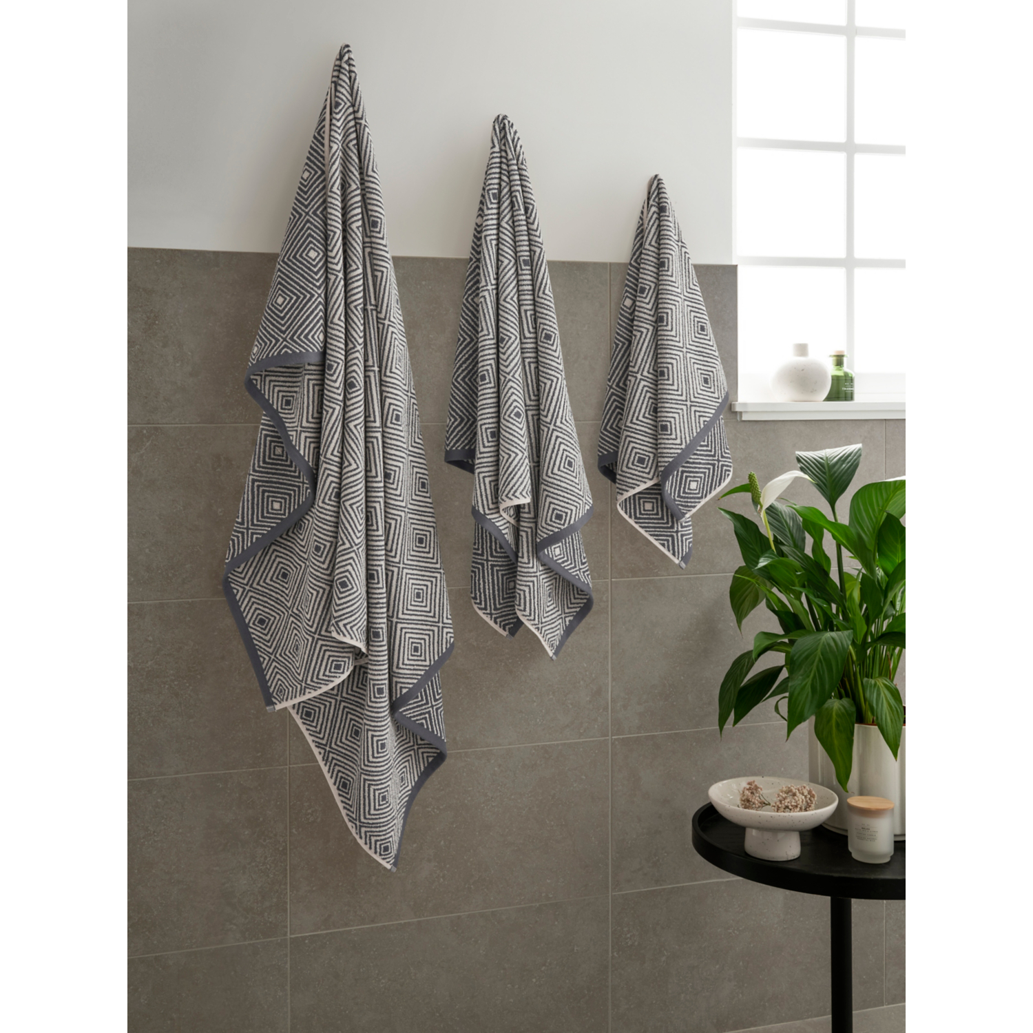 George Grey Diamond Geo Blue Hand Towel