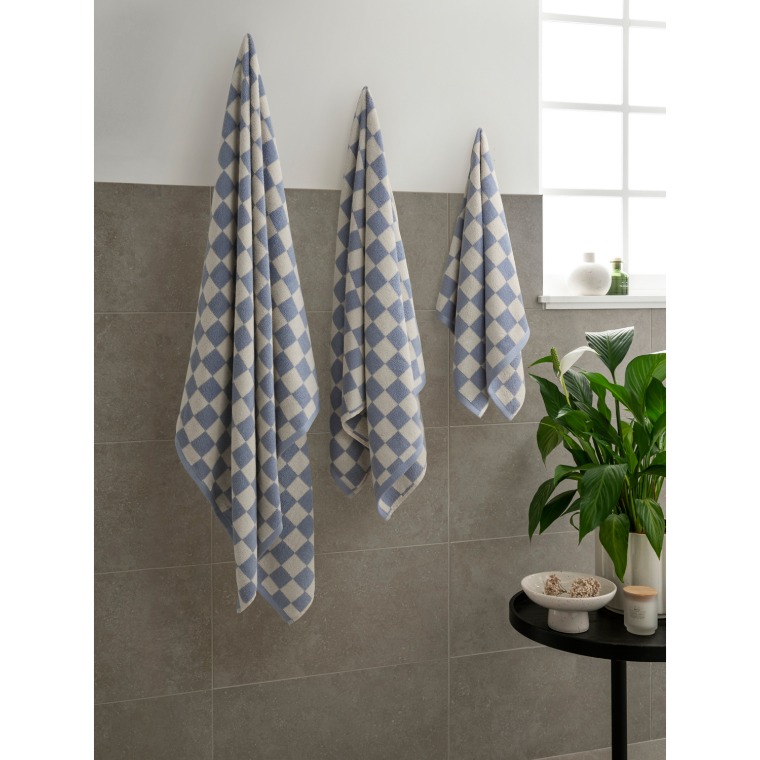 George Blue Checkerboard Cotton Towel Range