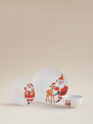 White Santa Porcelain Dinner Set 12 Piece