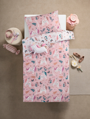 Unicorn Brushed Cotton Reversible Duvet Set Baby George at ASDA