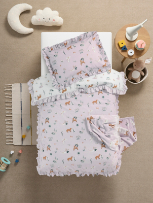 Toddler Duvet Cot Bed Duvet Cover Asda Pink Reversible Frill Trim