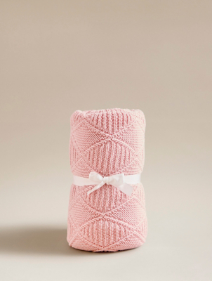 Pink Sherpa Backed Knit Blanket Home George at ASDA