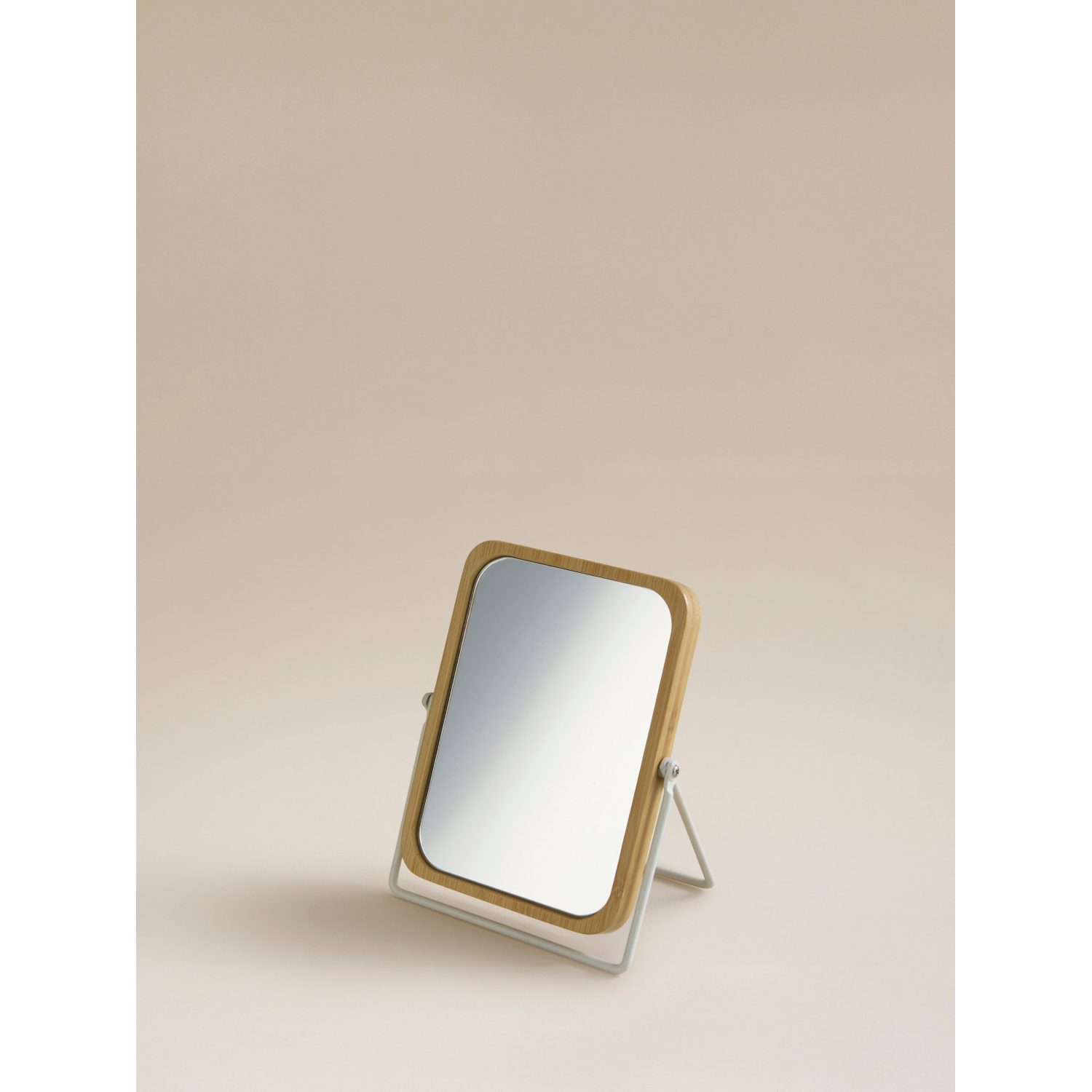 George Cream Bamboo Mirror With Stand