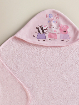Peppa Pig Pink Cotton Hooded Towel Baby George at ASDA