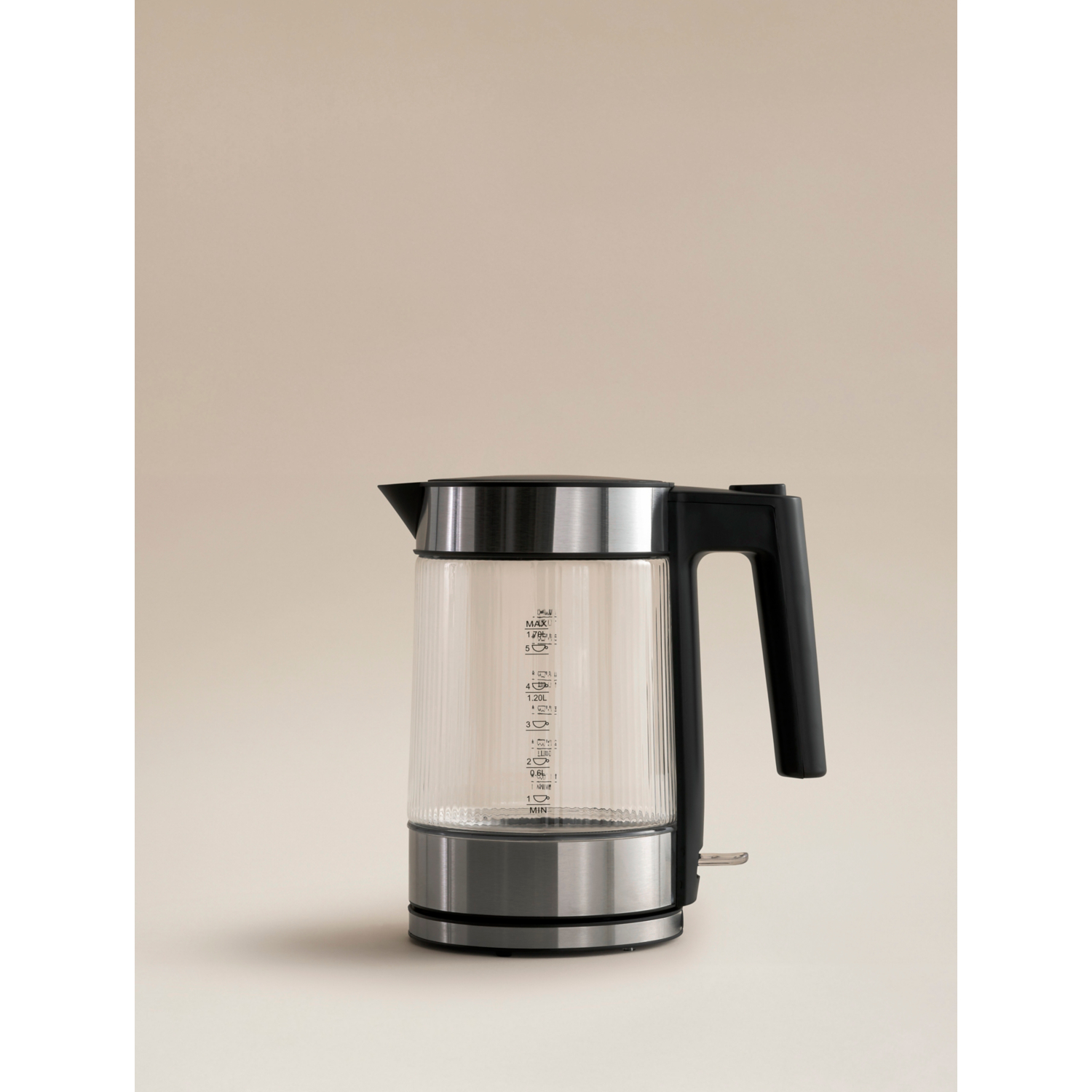 George Clear Ribbed Glass Fast Boil Kettle 1.7L