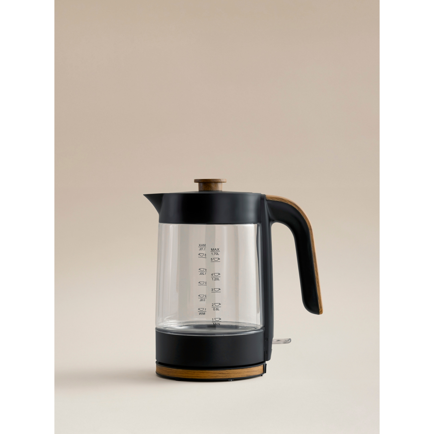 George Black Matte Scandi Glass Fast Boil Kettle 1.7L