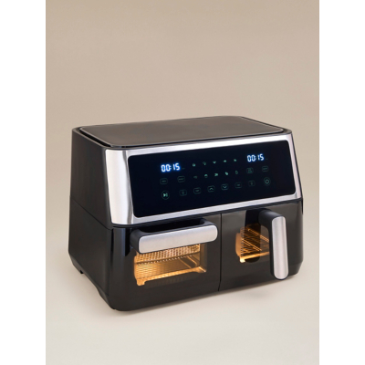 George Home Black 10L Dual Drawer Digital Air Fryer - Black