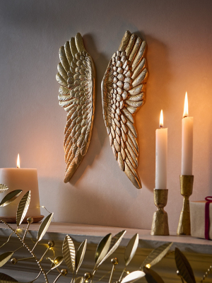 Gold-Tone Angel Wings Christmas Hanging Wall Decoration
