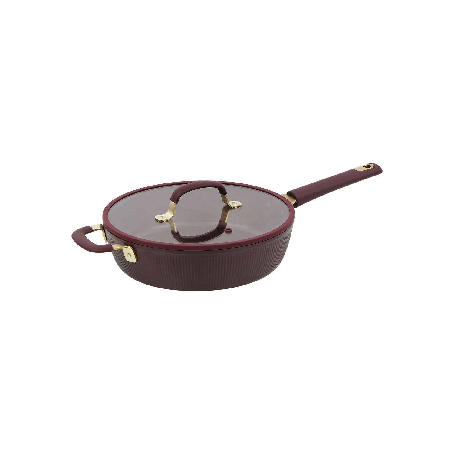 George Barbican Aubergine Coloured Non-Stick Saute Pan With Lid - 28Cm