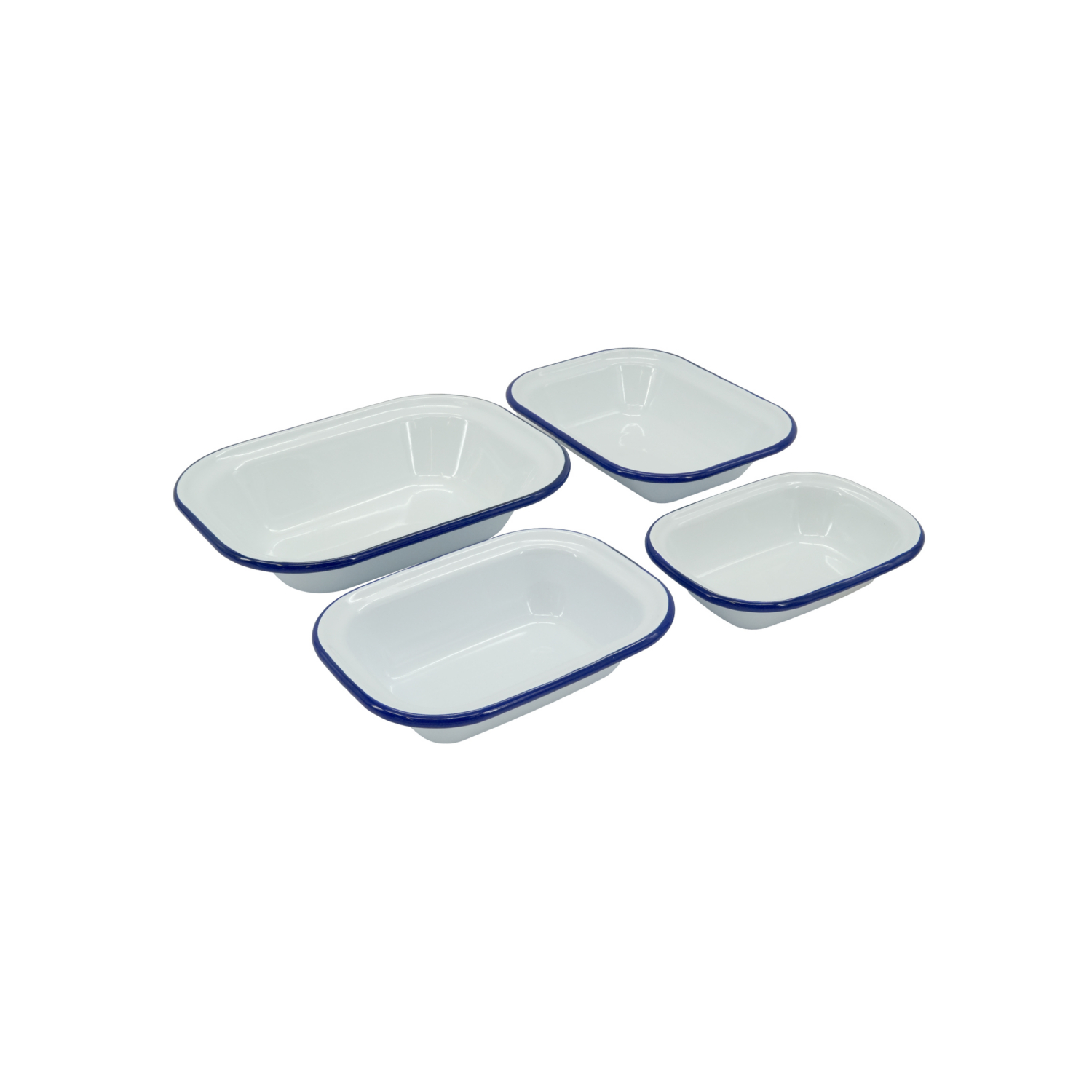 George Blue/White & Enamel Pie Dish - Set Of 4
