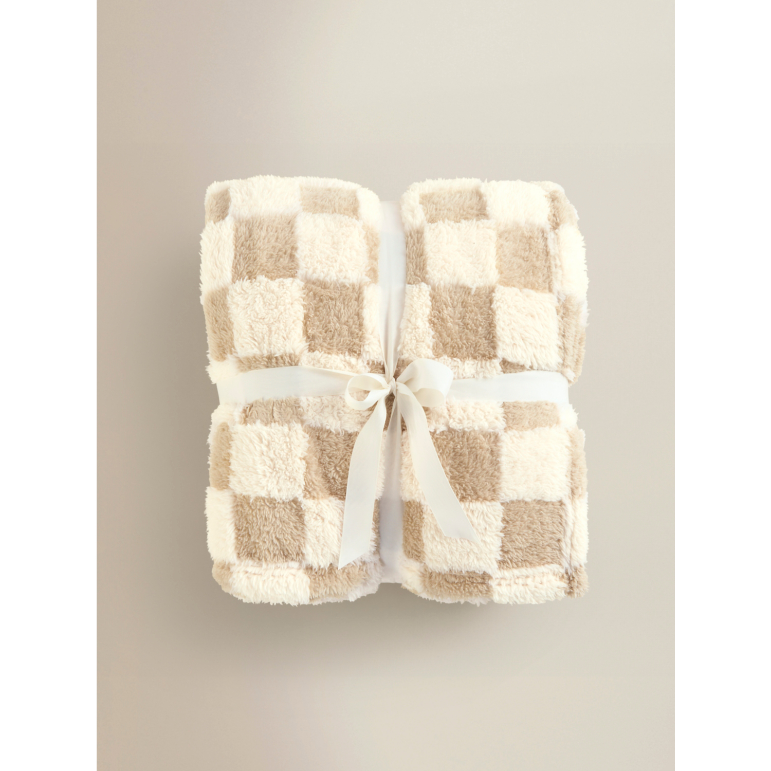 George Beige Super-Soft Checkerboard Blanket - 200Cm X 220Cm