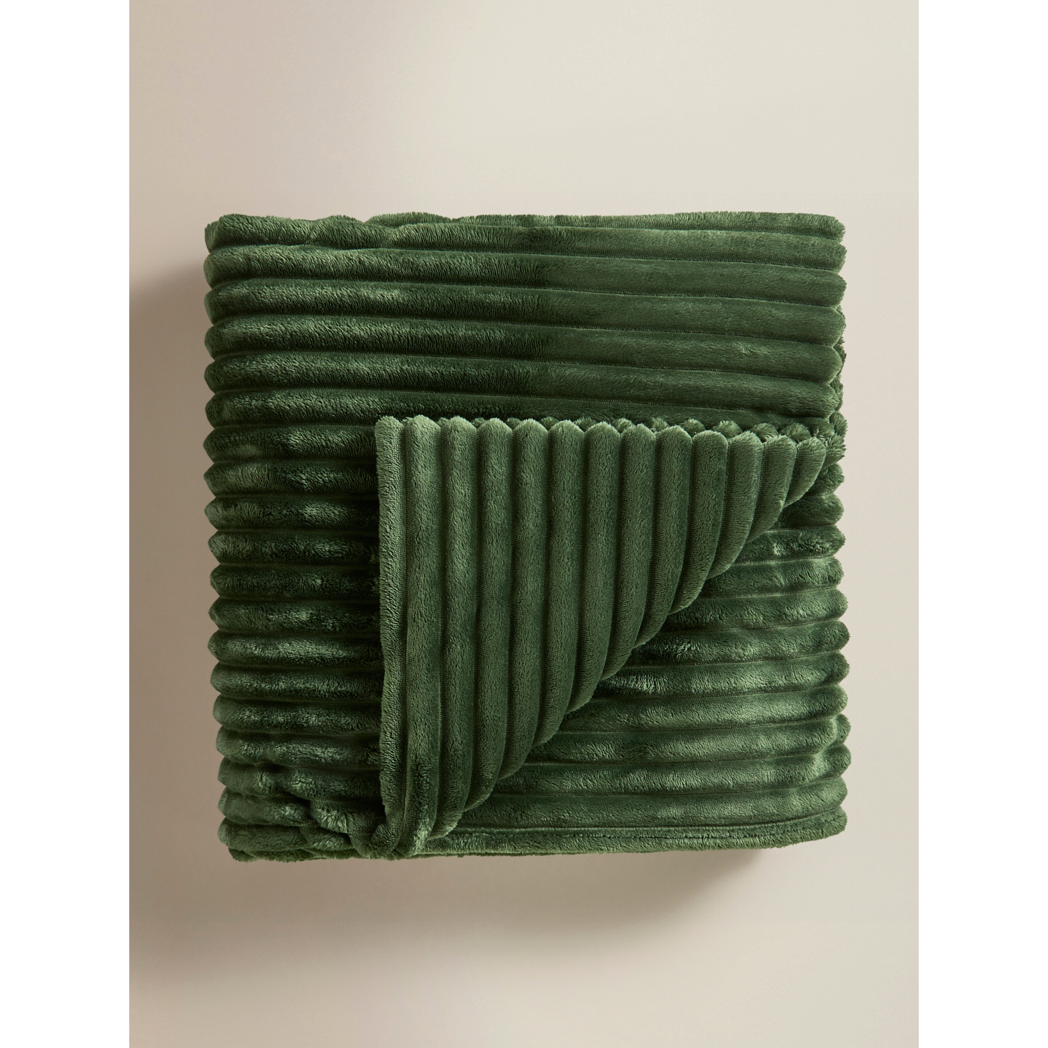 George Dark Green Super-Soft Ribbed Blanket - 200Cm X 220Cm