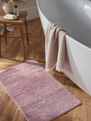 Stacey Solomon Pink Cut & Loop Stripe Bath Mat | Home | George at ASDA