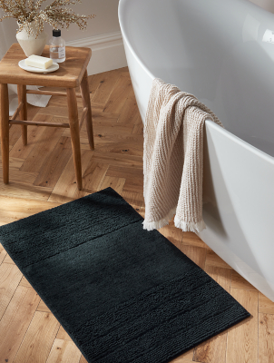Stacey Solomon Black Cut & Loop Stripe Bath Mat | Home | George at ASDA
