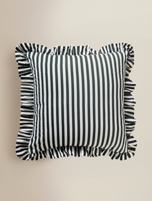 Green Striped Ruffle Trim Cushion | Home | George at ASDA