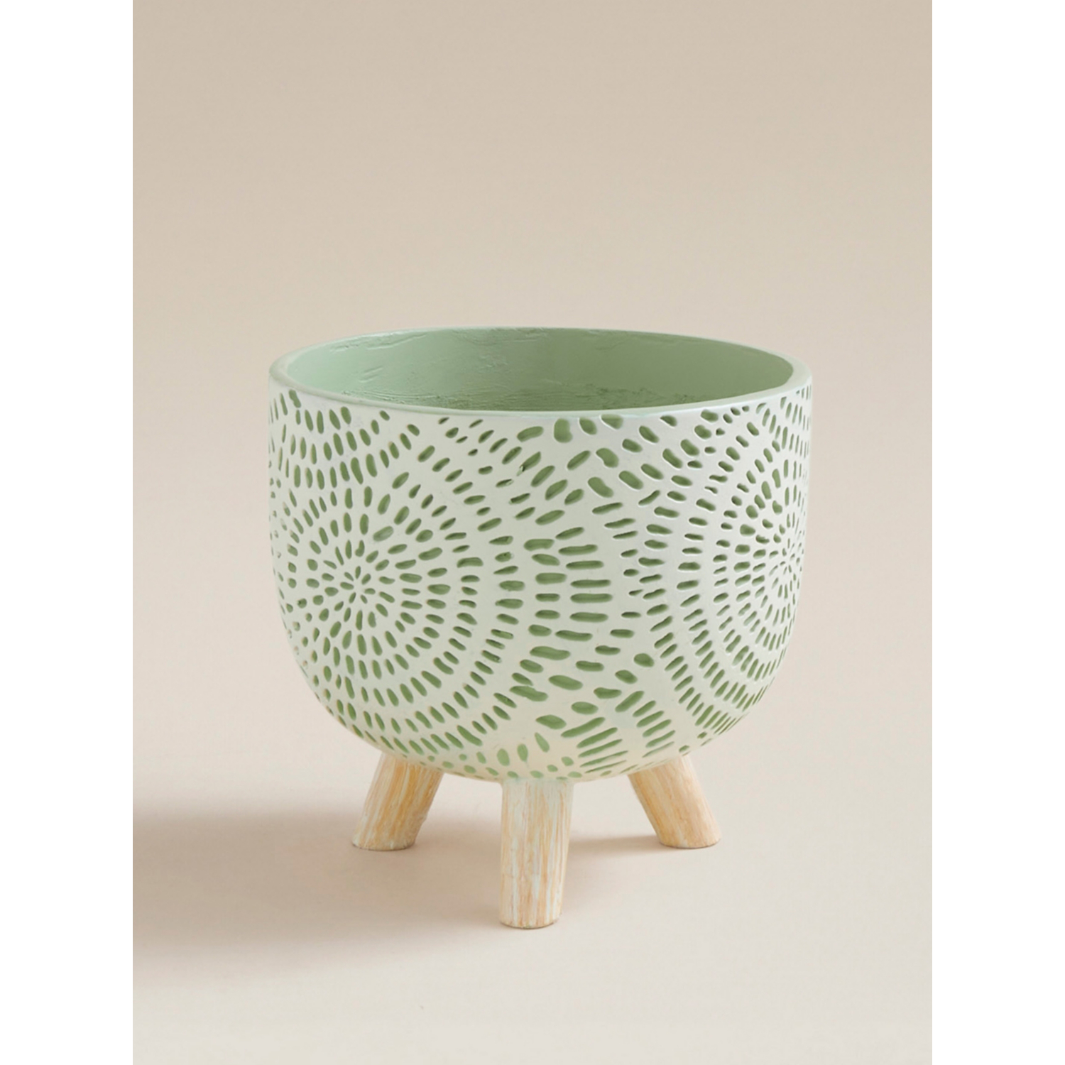 George Green & White Green Decorative Textured Planter With Legs