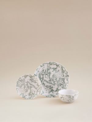 Green White Marble Dinner Set 12 Piece Set