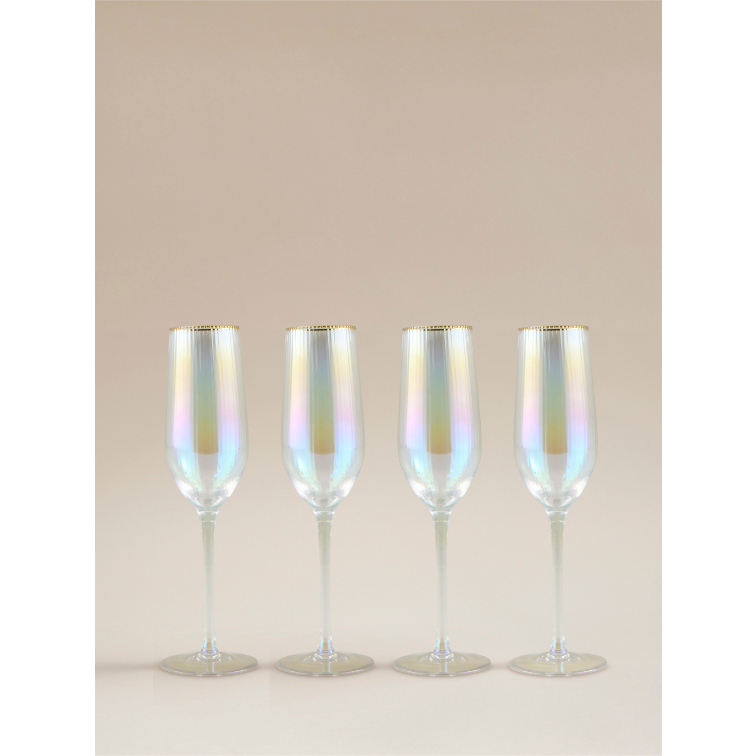 George Iridescent Ribbed Champagne Glass - Set Of 4