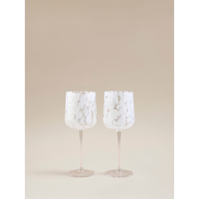 George White Confetti Wine Glass - Set of 2 - White