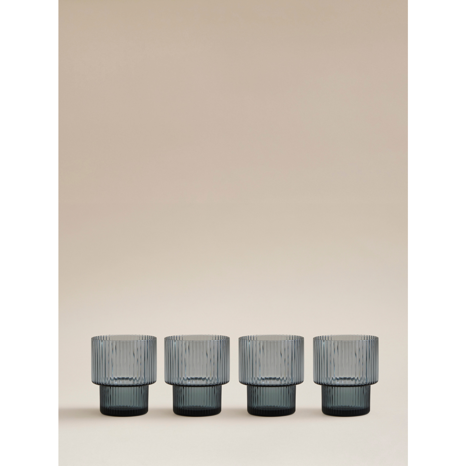 George Blue Stacking Ribbed Mixer Glass - Set Of 4