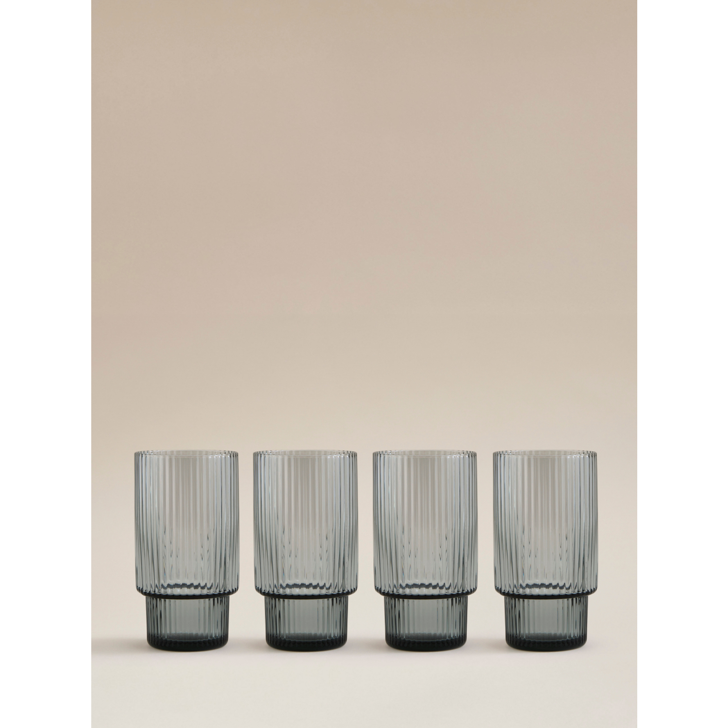 George Blue Stacking Ribbed Hiball Glass - Set Of 4