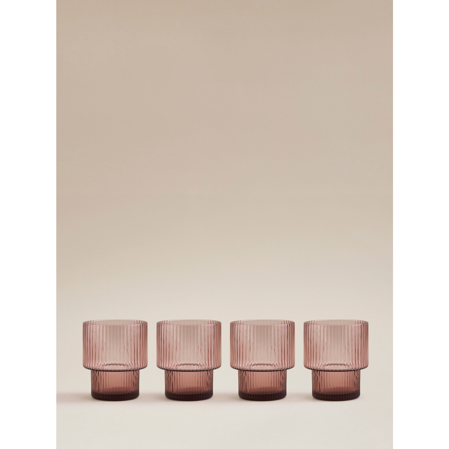 George Pink Stacking Ribbed Mixer Glass - Set Of 4