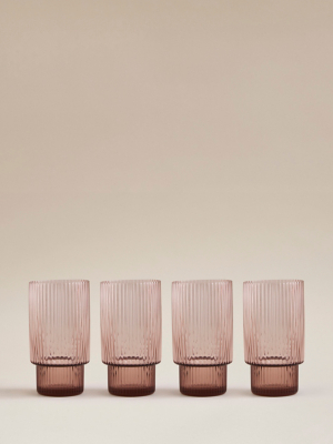 Pink Stacking Ribbed Hiball Glass - Set of 4 | Home | George at ASDA