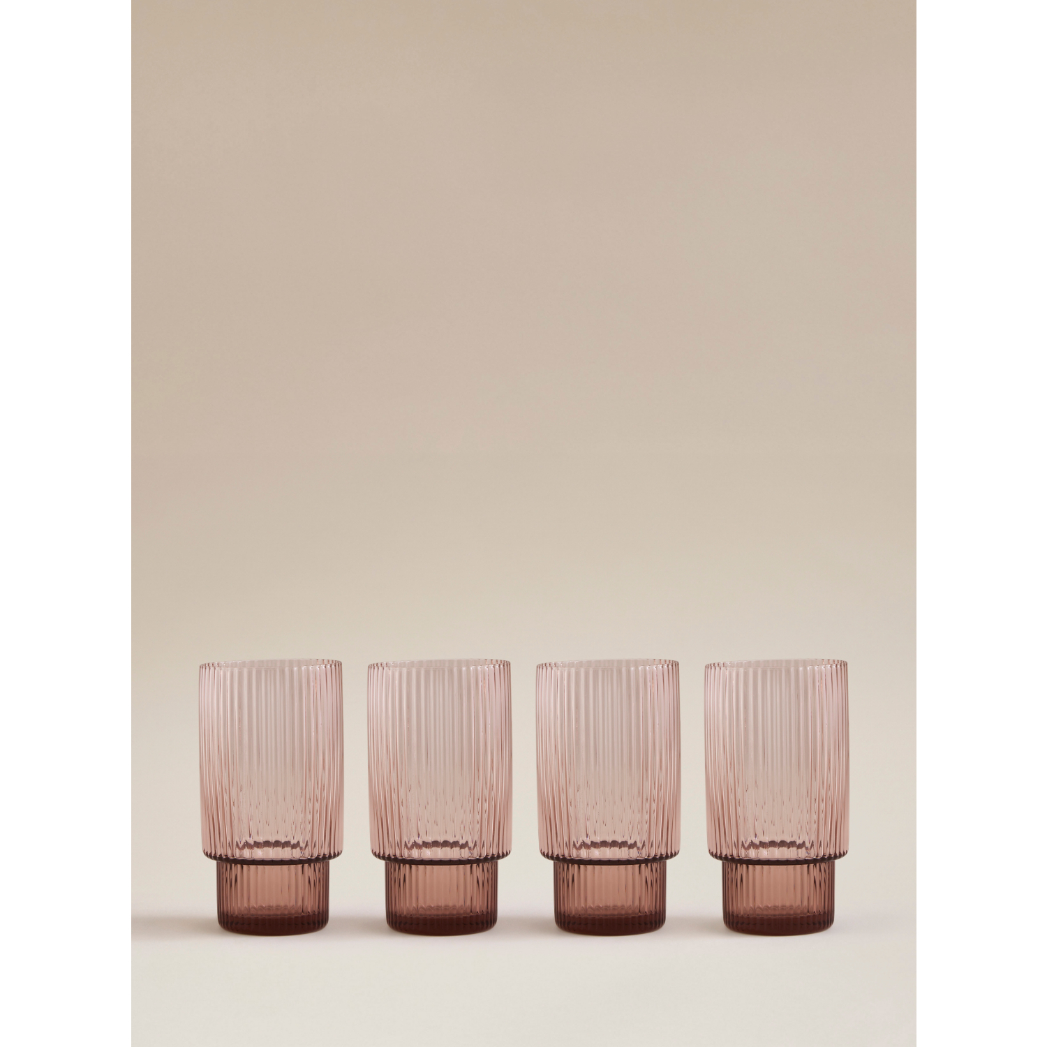 George Pink Stacking Ribbed Hiball Glass - Set Of 4