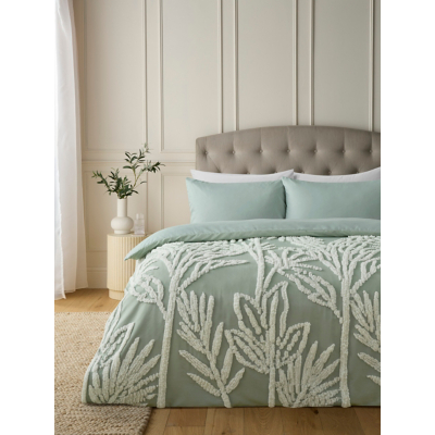 George Green Palm Tree Print Tufted Duvet Set King