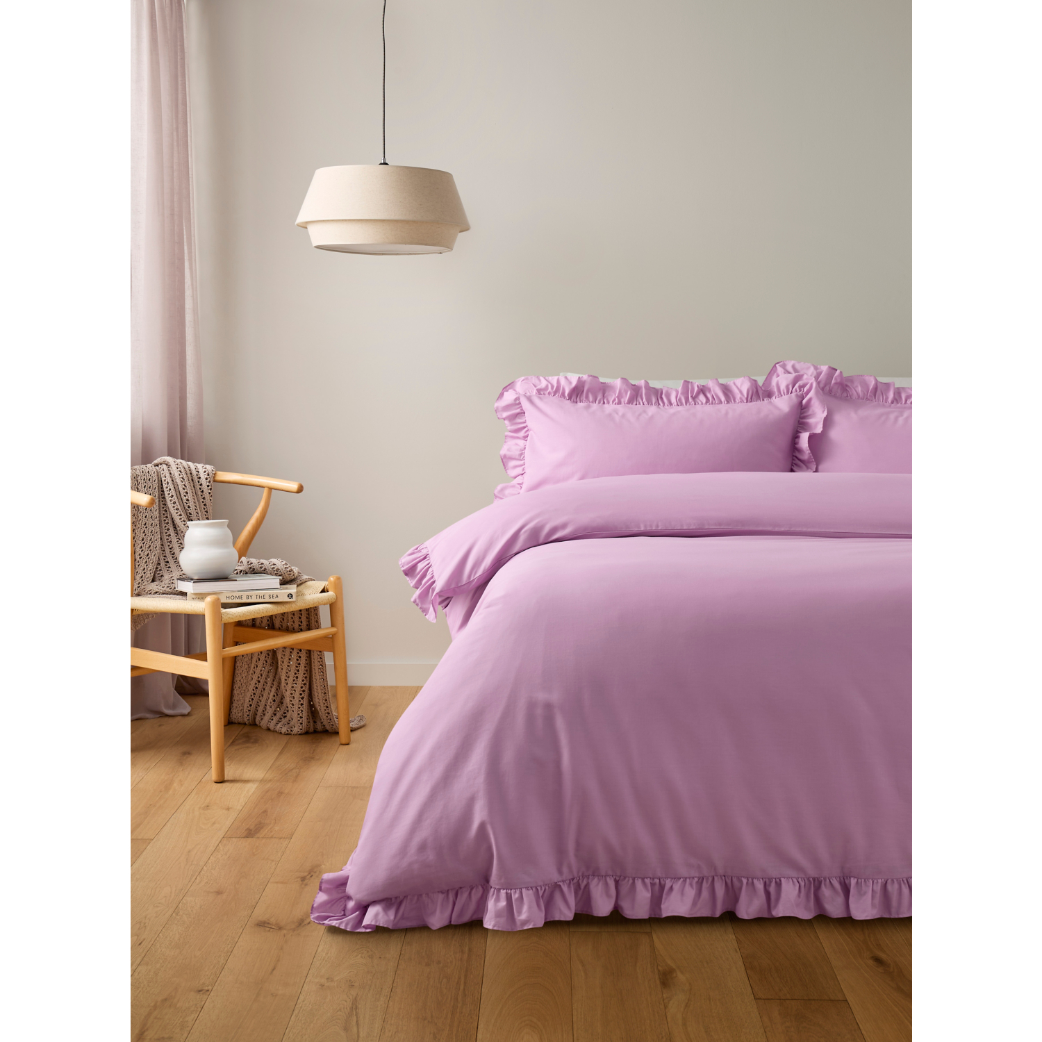 George Mauve Plain Frill Trim Duvet Set