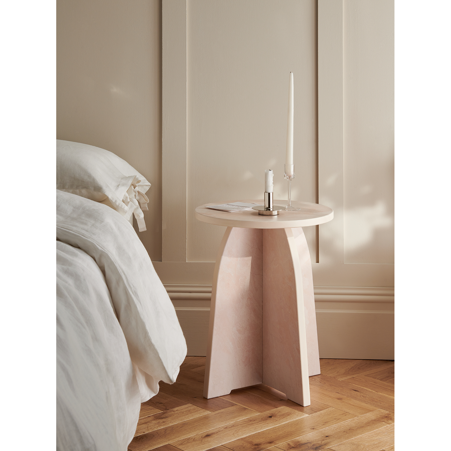George Marble Wooden Side Table With Faux Finish