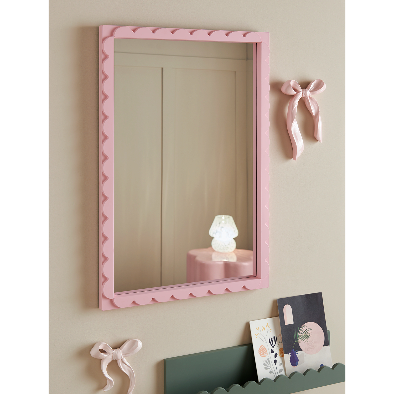 George Pink Scalloped Edge Mirror