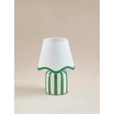George Home Green & White Stripe Battery Scallop Shade Lamp