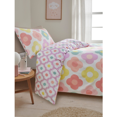 George Unisex Kids Multi Daisy Microfibre Reversible Duvet Set Double