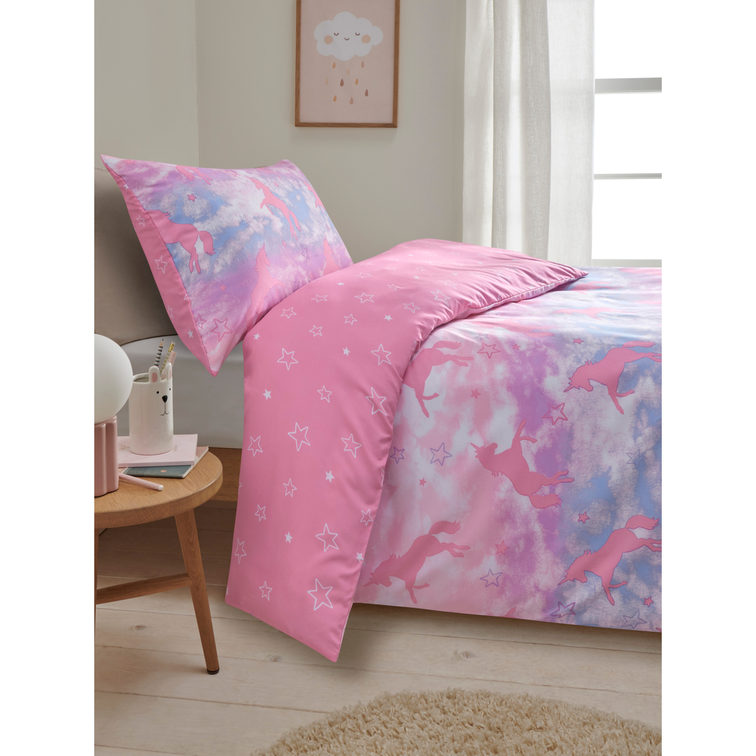 George Multi Unicorn Microfibre Reversible Duvet Set