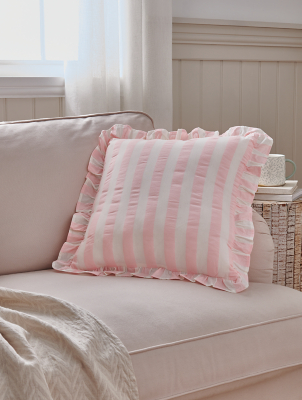 Stacey Solomon Ruffle Seersucker Striped Cushion | Home | George at ASDA