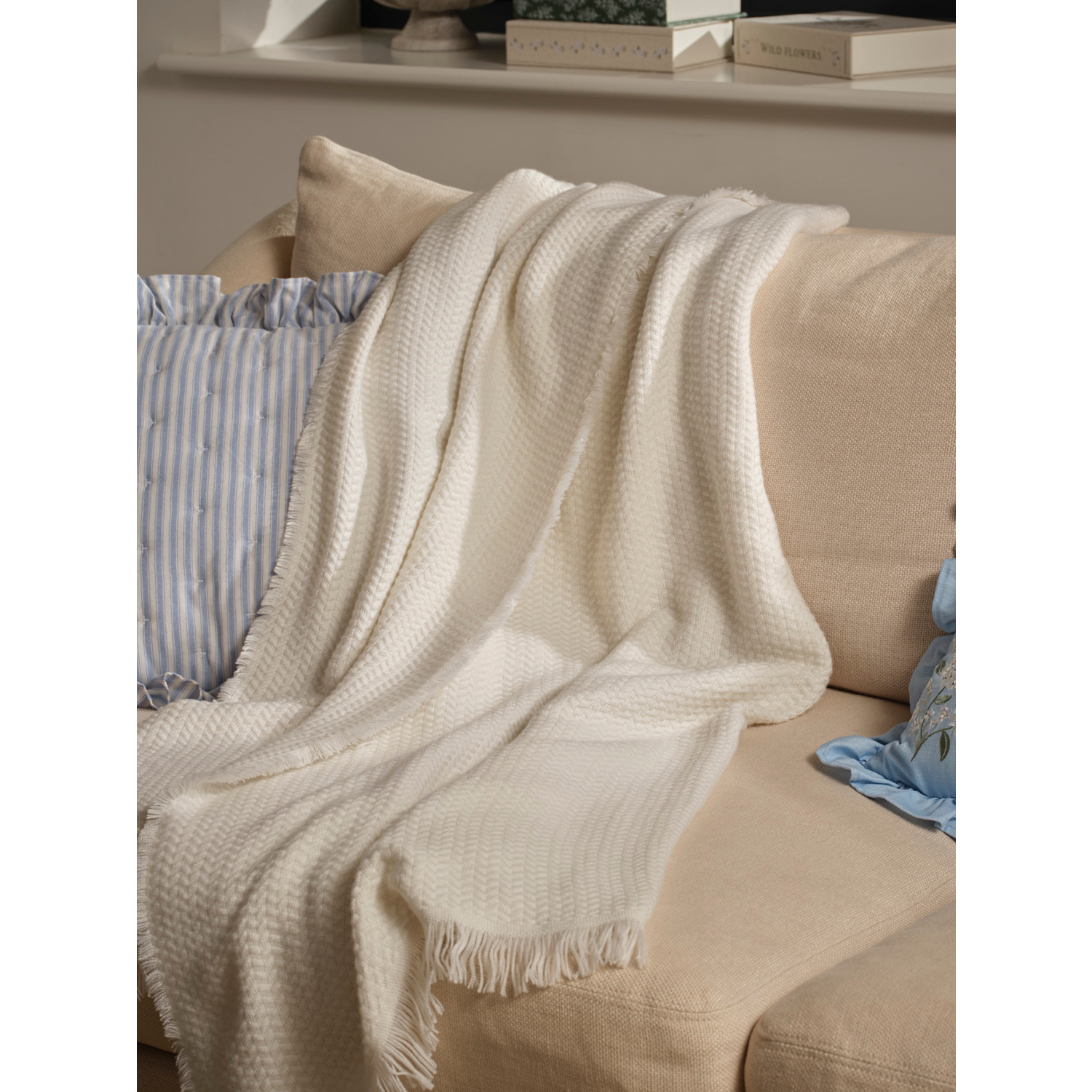 George Ivory Stacey Solomon Herringbone Knit Throw -120Cm X 150Cm